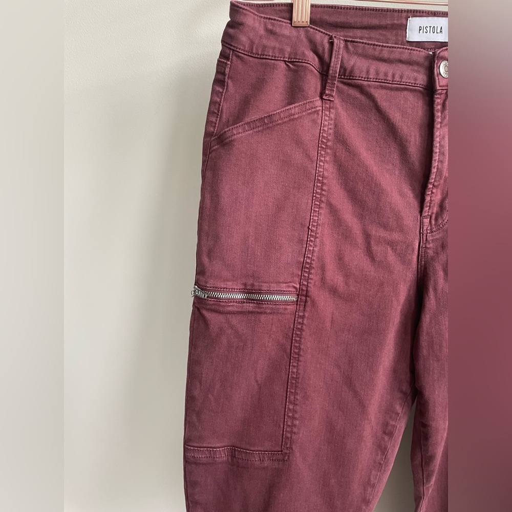 Pistola Maroon Hannah Moto Cargo High Rise Skinny Jeans - Picture 7 of 9